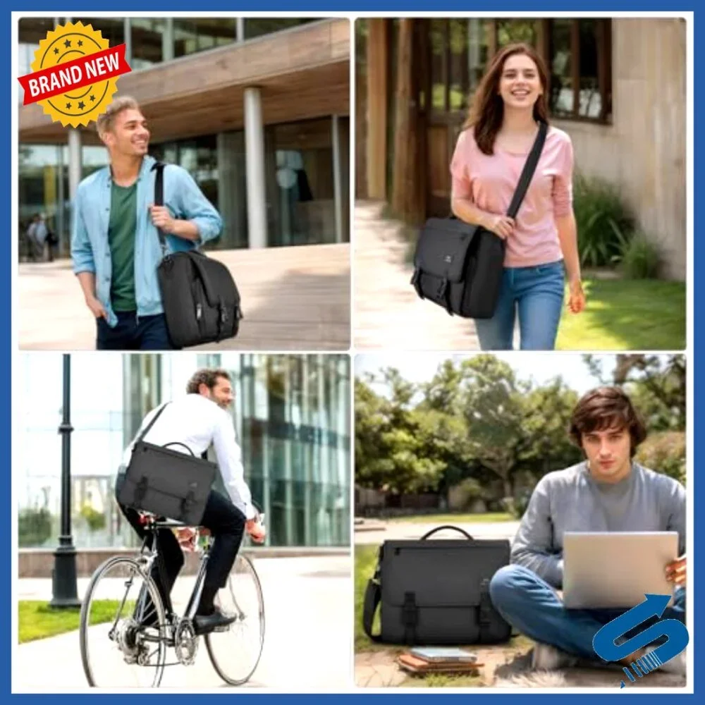 Large 17.3 Inch Laptop Messenger Bag, Crossbody Briefcase for Work School Travel